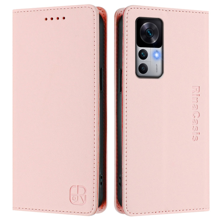 For Redmi K50 Ultra / Xiaomi 12T / 12T Pro RC01 Dual-Folded Magnetic Suction RFID Leather Phone Case