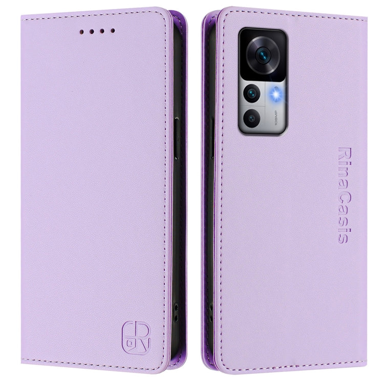For Redmi K50 Ultra / Xiaomi 12T / 12T Pro RC01 Dual-Folded Magnetic Suction RFID Leather Phone Case