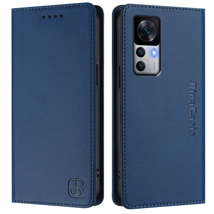 For Redmi K50 Ultra / Xiaomi 12T / 12T Pro RC01 Dual-Folded Magnetic Suction RFID Leather Phone Case