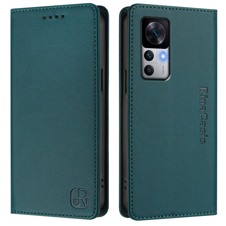 For Redmi K50 Ultra / Xiaomi 12T / 12T Pro RC01 Dual-Folded Magnetic Suction RFID Leather Phone Case