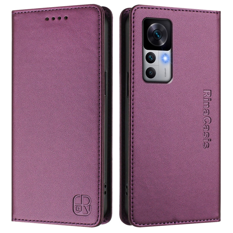 For Redmi K50 Ultra / Xiaomi 12T / 12T Pro RC01 Dual-Folded Magnetic Suction RFID Leather Phone Case