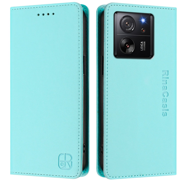 For Redmi K60 Ultra / Xiaomi 13T / 13T Pro RC01 Dual-Folded Magnetic Suction RFID Leather Phone Case