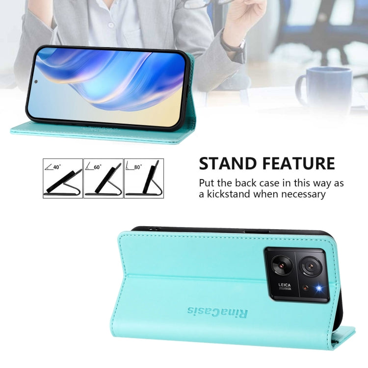 For Redmi K60 Ultra / Xiaomi 13T / 13T Pro RC01 Dual-Folded Magnetic Suction RFID Leather Phone Case
