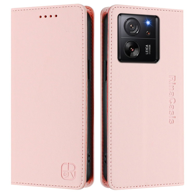 For Redmi K60 Ultra / Xiaomi 13T / 13T Pro RC01 Dual-Folded Magnetic Suction RFID Leather Phone Case
