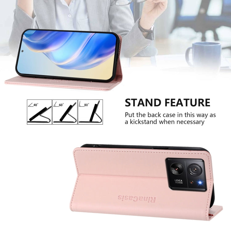 For Redmi K60 Ultra / Xiaomi 13T / 13T Pro RC01 Dual-Folded Magnetic Suction RFID Leather Phone Case