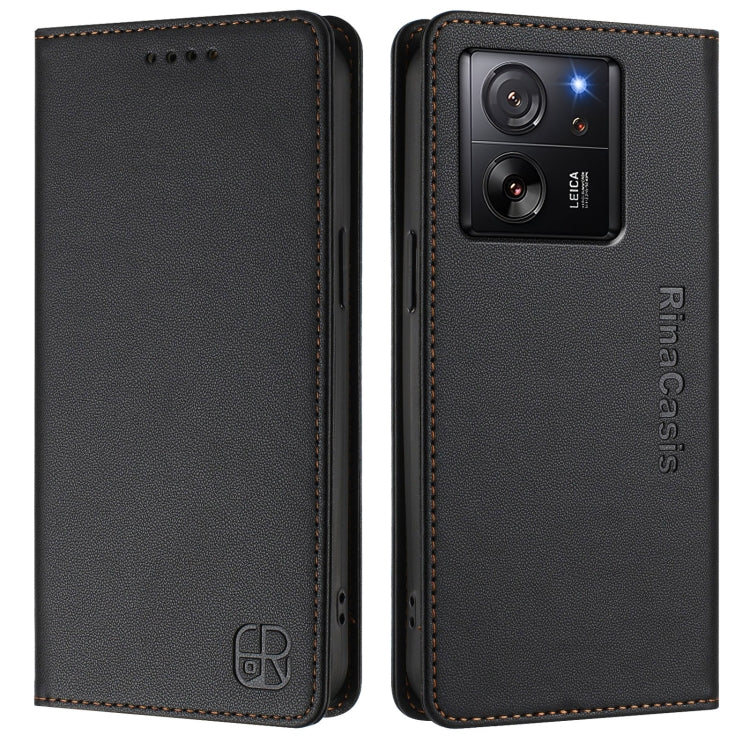 For Redmi K60 Ultra / Xiaomi 13T / 13T Pro RC01 Dual-Folded Magnetic Suction RFID Leather Phone Case