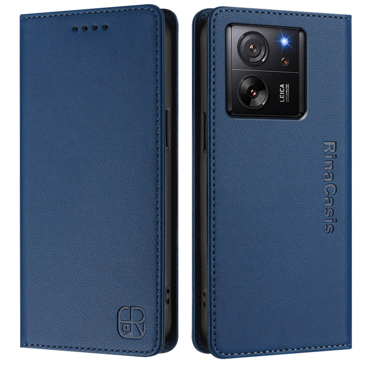 For Redmi K60 Ultra / Xiaomi 13T / 13T Pro RC01 Dual-Folded Magnetic Suction RFID Leather Phone Case