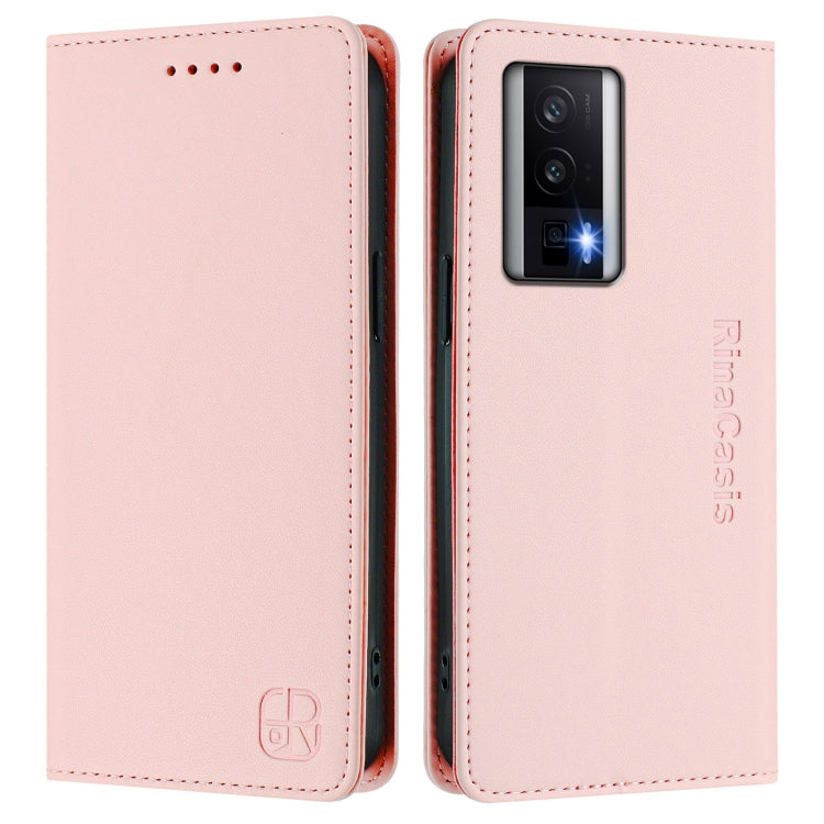 For Redmi K60 / K60 Pro RC01 Dual-Folded Magnetic Suction RFID Leather Phone Case