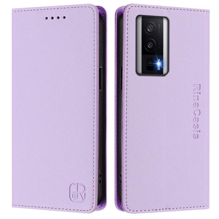 For Redmi K60 / K60 Pro RC01 Dual-Folded Magnetic Suction RFID Leather Phone Case