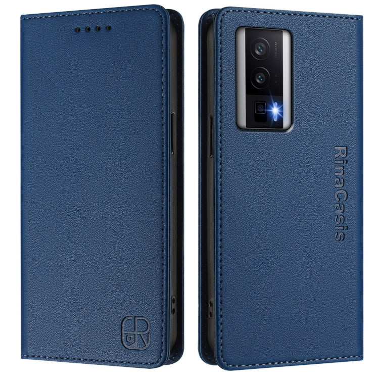 For Redmi K60 / K60 Pro RC01 Dual-Folded Magnetic Suction RFID Leather Phone Case