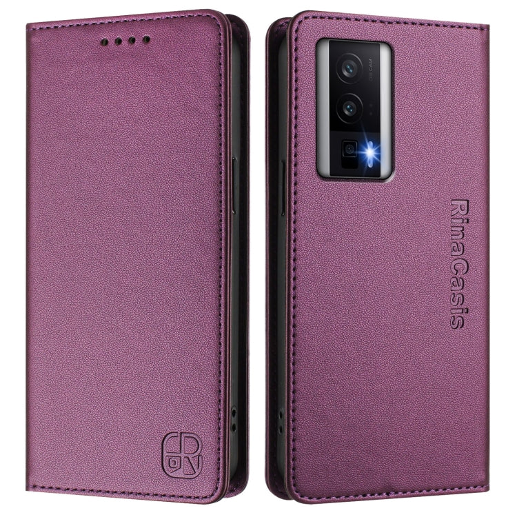 For Redmi K60 / K60 Pro RC01 Dual-Folded Magnetic Suction RFID Leather Phone Case