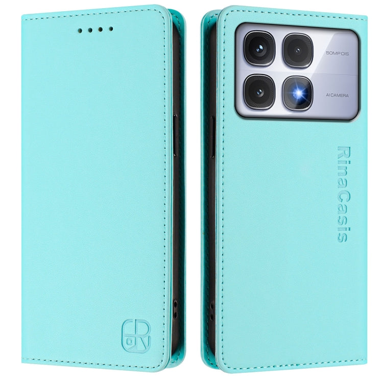 For Redmi K70 Ultra 5G Global RC01 Dual-Folded Magnetic Suction RFID Leather Phone Case