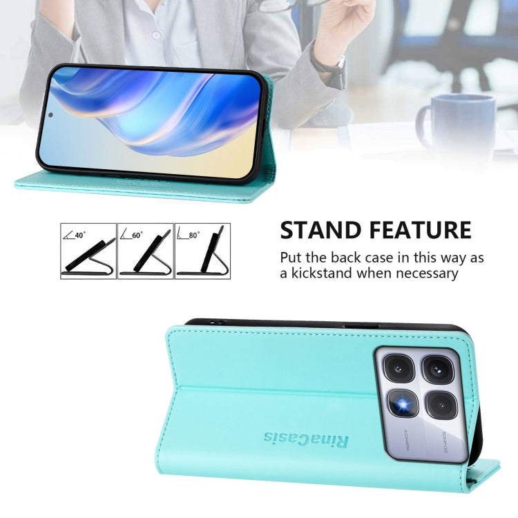 For Redmi K70 Ultra 5G Global RC01 Dual-Folded Magnetic Suction RFID Leather Phone Case