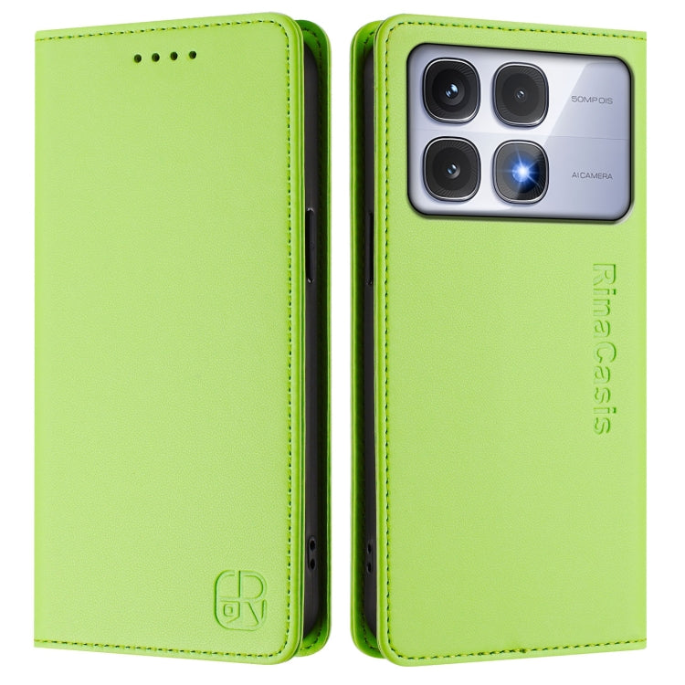For Redmi K70 Ultra 5G Global RC01 Dual-Folded Magnetic Suction RFID Leather Phone Case