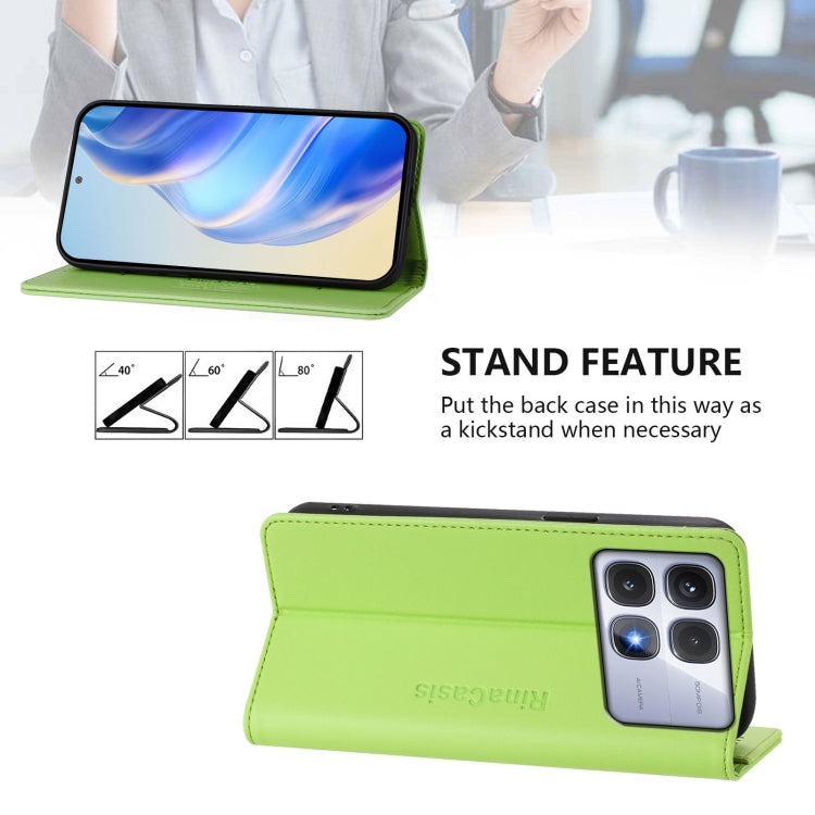 For Redmi K70 Ultra 5G Global RC01 Dual-Folded Magnetic Suction RFID Leather Phone Case