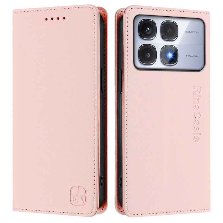 For Redmi K70 Ultra 5G Global RC01 Dual-Folded Magnetic Suction RFID Leather Phone Case