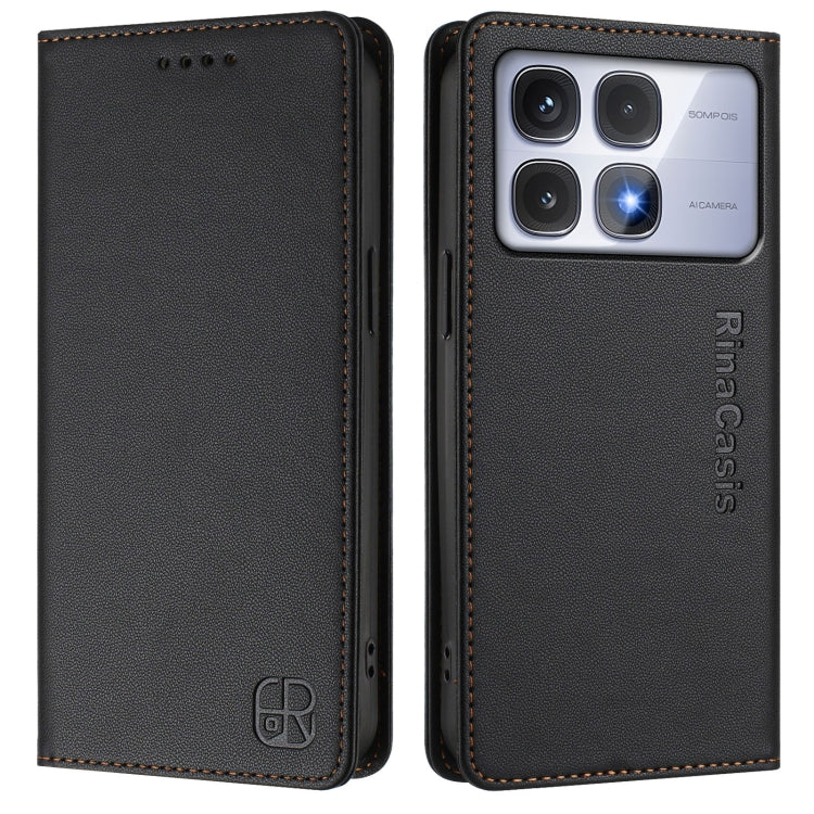 For Redmi K70 Ultra 5G Global RC01 Dual-Folded Magnetic Suction RFID Leather Phone Case