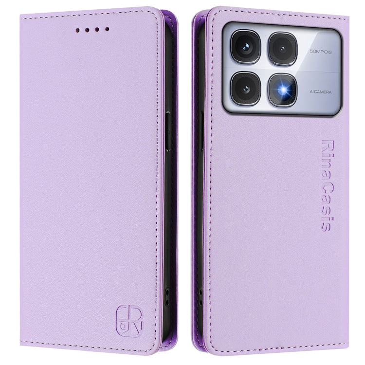 For Redmi K70 Ultra 5G Global RC01 Dual-Folded Magnetic Suction RFID Leather Phone Case