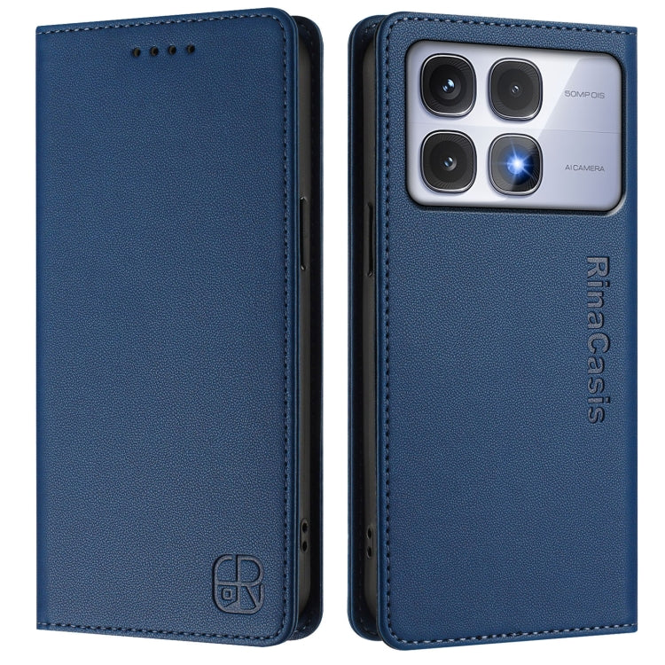 For Redmi K70 Ultra 5G Global RC01 Dual-Folded Magnetic Suction RFID Leather Phone Case