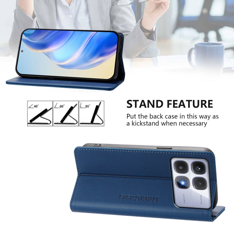 For Redmi K70 Ultra 5G Global RC01 Dual-Folded Magnetic Suction RFID Leather Phone Case