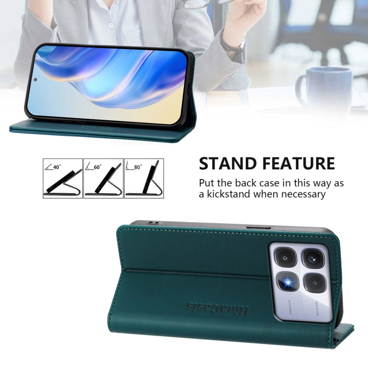 For Redmi K70 Ultra 5G Global RC01 Dual-Folded Magnetic Suction RFID Leather Phone Case