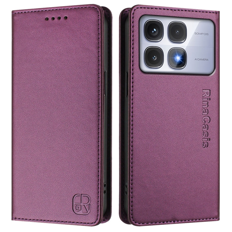 For Redmi K70 Ultra 5G Global RC01 Dual-Folded Magnetic Suction RFID Leather Phone Case
