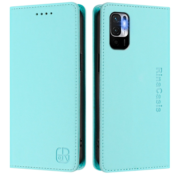 For Redmi Note 10 5G / Note 10T 5G RC01 Dual-Folded Magnetic Suction RFID Leather Phone Case