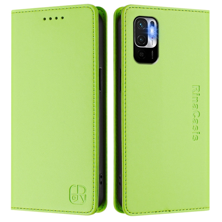 For Redmi Note 10 5G / Note 10T 5G RC01 Dual-Folded Magnetic Suction RFID Leather Phone Case