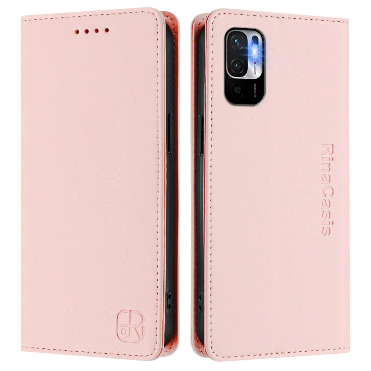 For Redmi Note 10 5G / Note 10T 5G RC01 Dual-Folded Magnetic Suction RFID Leather Phone Case
