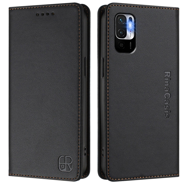 For Redmi Note 10 5G / Note 10T 5G RC01 Dual-Folded Magnetic Suction RFID Leather Phone Case
