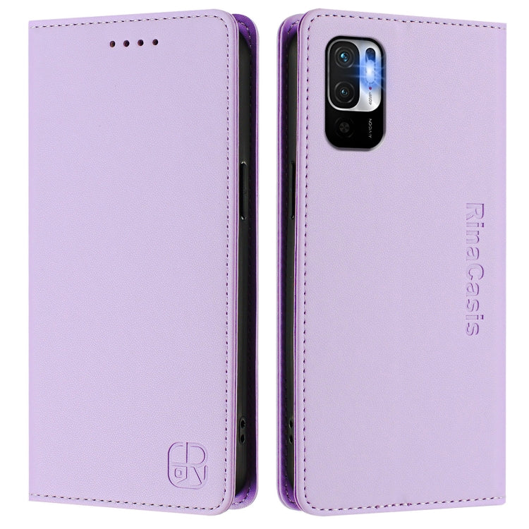 For Redmi Note 10 5G / Note 10T 5G RC01 Dual-Folded Magnetic Suction RFID Leather Phone Case
