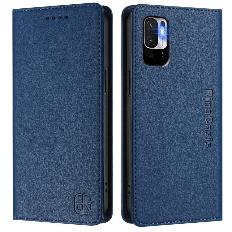 For Redmi Note 10 5G / Note 10T 5G RC01 Dual-Folded Magnetic Suction RFID Leather Phone Case