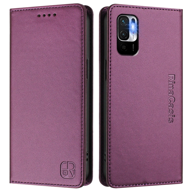 For Redmi Note 10 5G / Note 10T 5G RC01 Dual-Folded Magnetic Suction RFID Leather Phone Case
