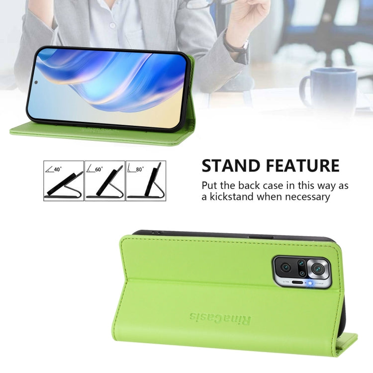 For Redmi Note 10 Pro 4G / Note 10 Pro Max RC01 Dual-Folded Magnetic Suction RFID Leather Phone Case