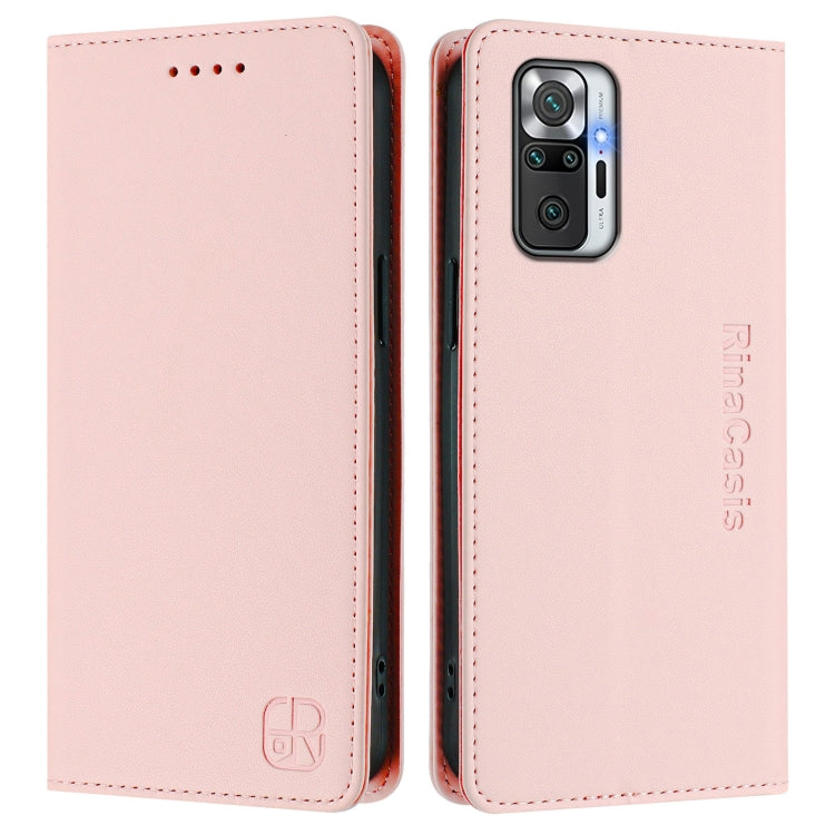 For Redmi Note 10 Pro 4G / Note 10 Pro Max RC01 Dual-Folded Magnetic Suction RFID Leather Phone Case