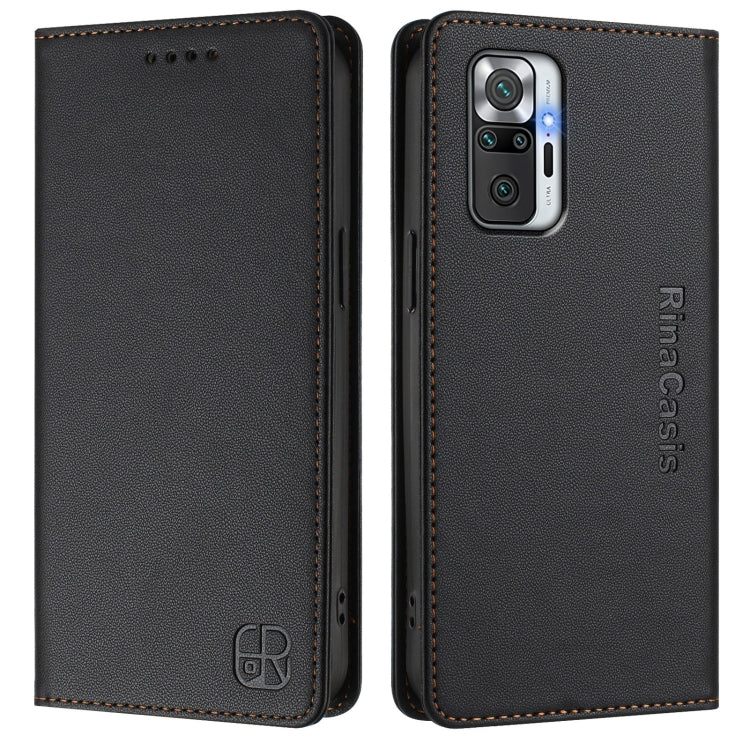For Redmi Note 10 Pro 4G / Note 10 Pro Max RC01 Dual-Folded Magnetic Suction RFID Leather Phone Case