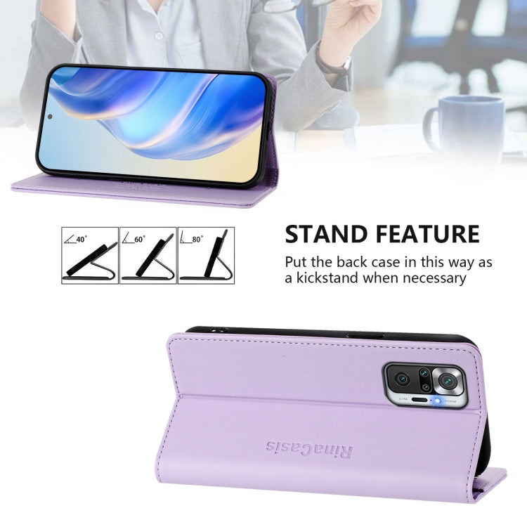For Redmi Note 10 Pro 4G / Note 10 Pro Max RC01 Dual-Folded Magnetic Suction RFID Leather Phone Case
