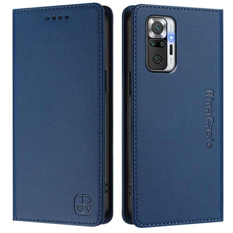 For Redmi Note 10 Pro 4G / Note 10 Pro Max RC01 Dual-Folded Magnetic Suction RFID Leather Phone Case