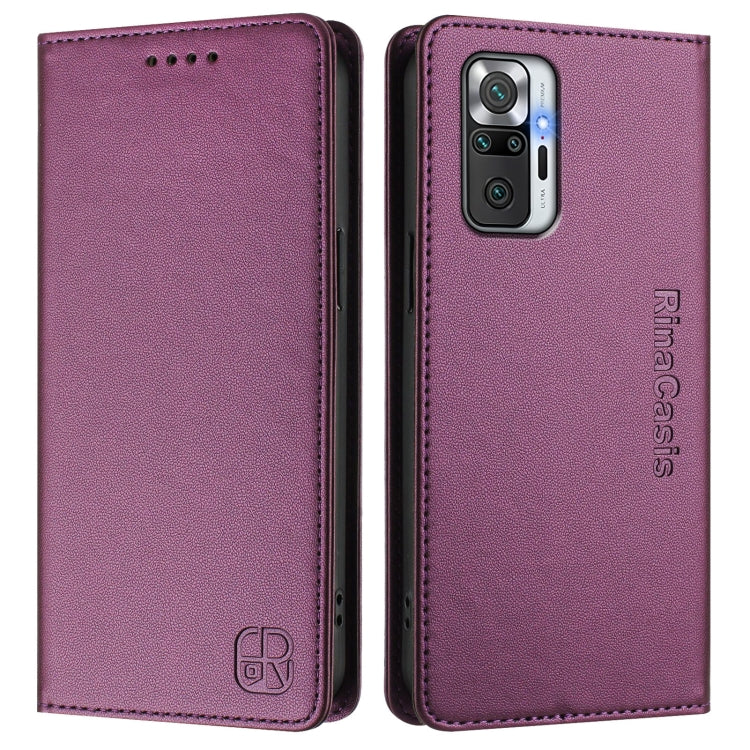 For Redmi Note 10 Pro 4G / Note 10 Pro Max RC01 Dual-Folded Magnetic Suction RFID Leather Phone Case