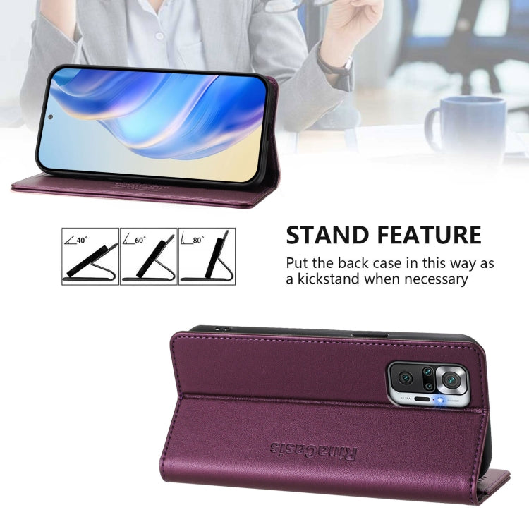For Redmi Note 10 Pro 4G / Note 10 Pro Max RC01 Dual-Folded Magnetic Suction RFID Leather Phone Case