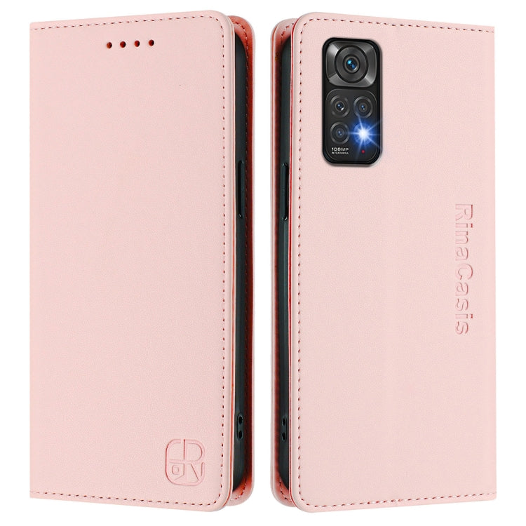For Redmi Note 11 / 11S / 12S 4G Global RC01 Dual-Folded Magnetic Suction RFID Leather Phone Case