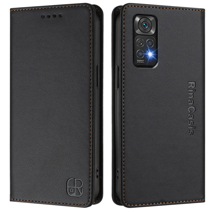 For Redmi Note 11 / 11S / 12S 4G Global RC01 Dual-Folded Magnetic Suction RFID Leather Phone Case