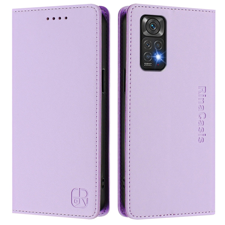 For Redmi Note 11 / 11S / 12S 4G Global RC01 Dual-Folded Magnetic Suction RFID Leather Phone Case