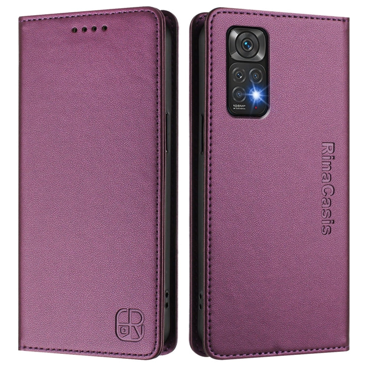 For Redmi Note 11 / 11S / 12S 4G Global RC01 Dual-Folded Magnetic Suction RFID Leather Phone Case