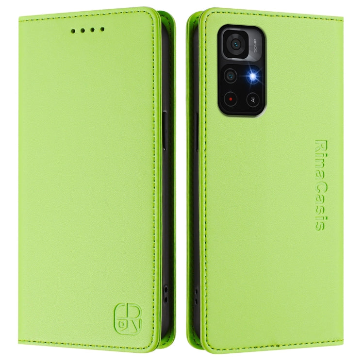 For Redmi Note 11S 5G / Xiaomi Poco M4 Pro 5G RC01 Dual-Folded Magnetic Suction RFID Leather Phone Case