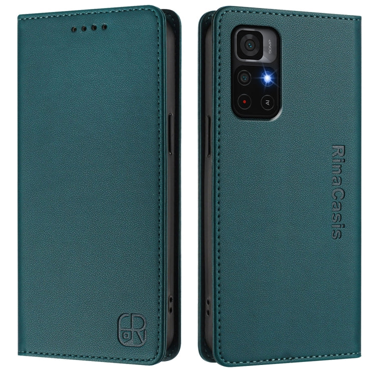 For Redmi Note 11S 5G / Xiaomi Poco M4 Pro 5G RC01 Dual-Folded Magnetic Suction RFID Leather Phone Case
