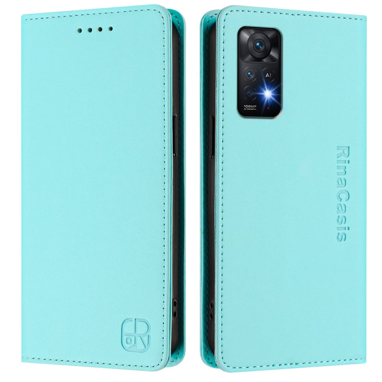 For Redmi Note 11 Pro 5G / 4G / Global RC01 Dual-Folded Magnetic Suction RFID Leather Phone Case