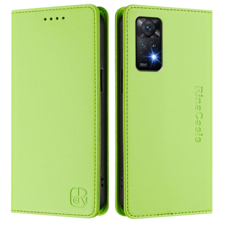 For Redmi Note 11 Pro 5G / 4G / Global RC01 Dual-Folded Magnetic Suction RFID Leather Phone Case