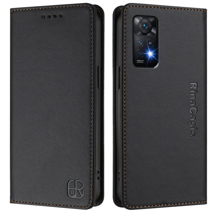 For Redmi Note 11 Pro 5G / 4G / Global RC01 Dual-Folded Magnetic Suction RFID Leather Phone Case