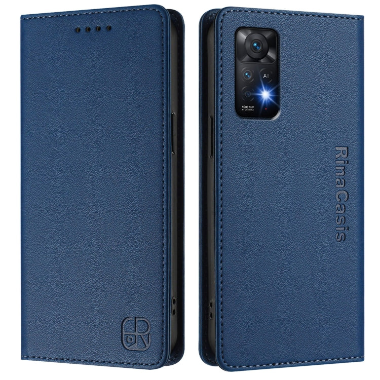 For Redmi Note 11 Pro 5G / 4G / Global RC01 Dual-Folded Magnetic Suction RFID Leather Phone Case